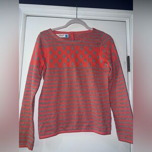 sparrow Coral and Gray Striped Dot Knit Top
